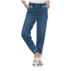 WASH LAB Cotton Denim Jogger Indigo Blue Pull On‎ Pants Relaxed Fit Womens Large